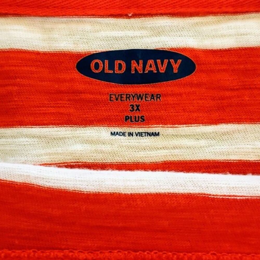 Old Navy Women Long Sleeve Striped Tee Reddish Orange & White Size 3X - Picture 7 of 8